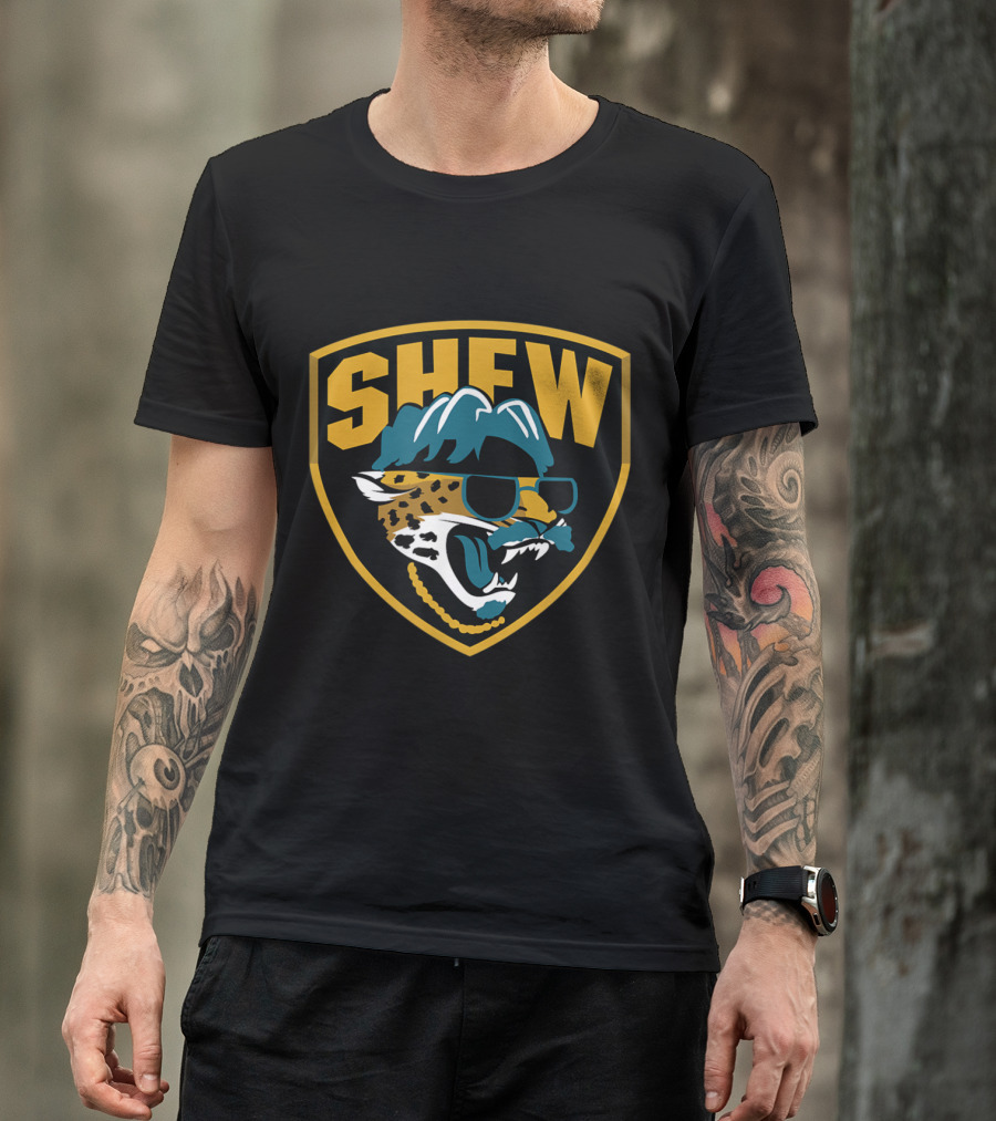 SHEW Jaguar Mustache Minshew Shield T-Shirt