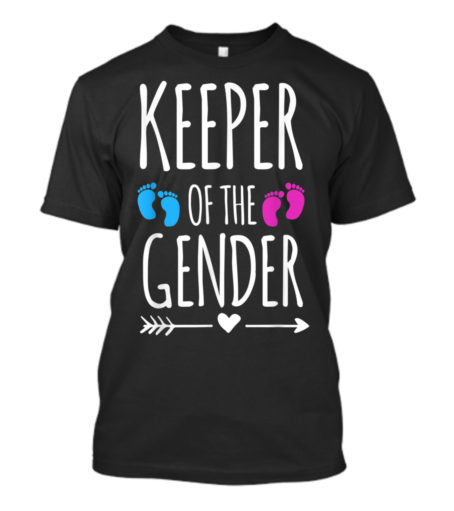 Keeper Of The Gender Blue Pink Footprints Arrow Heart Gender Reveal Party T-Shirt