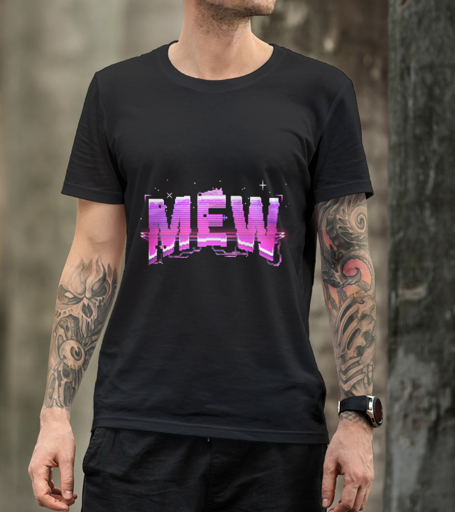 Mew Vaporwave Aesthetic Glitch Typography T-Shirt