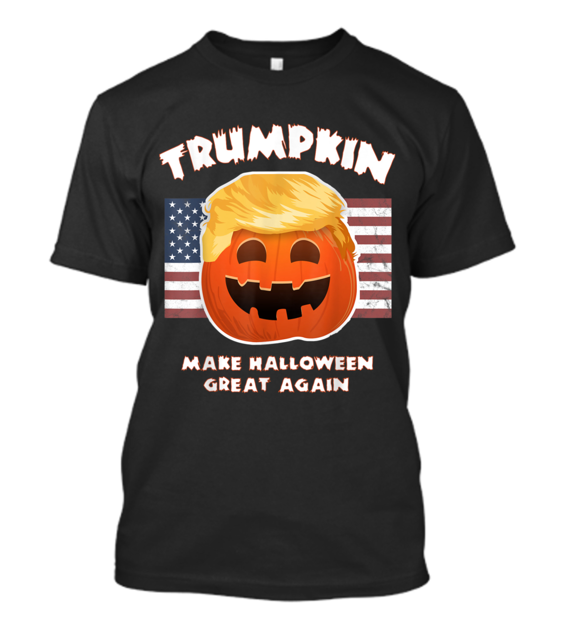 TRUMPKIN Make Halloween Great Again Pumpkin USA Flag T-Shirt