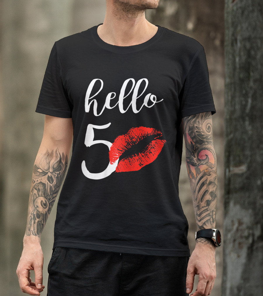 Hello 50 Red Lip Kisses Birthday T-Shirt