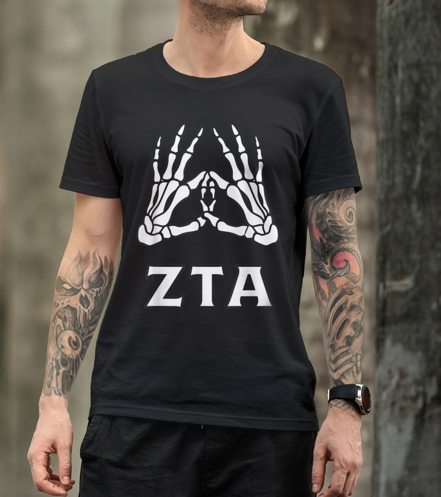ZTA Skeleton Hands Greek Sorority T-Shirt
