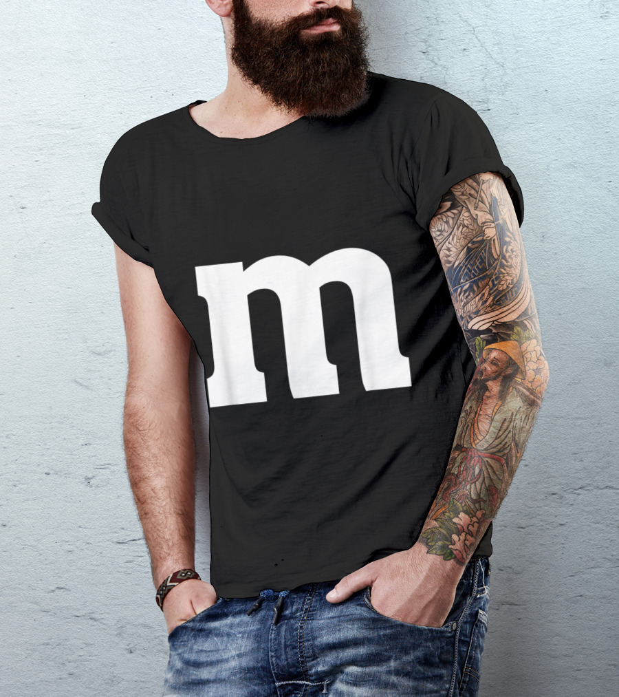 M Letter Lower Case Matching Group Alphabet Typography T-Shirt