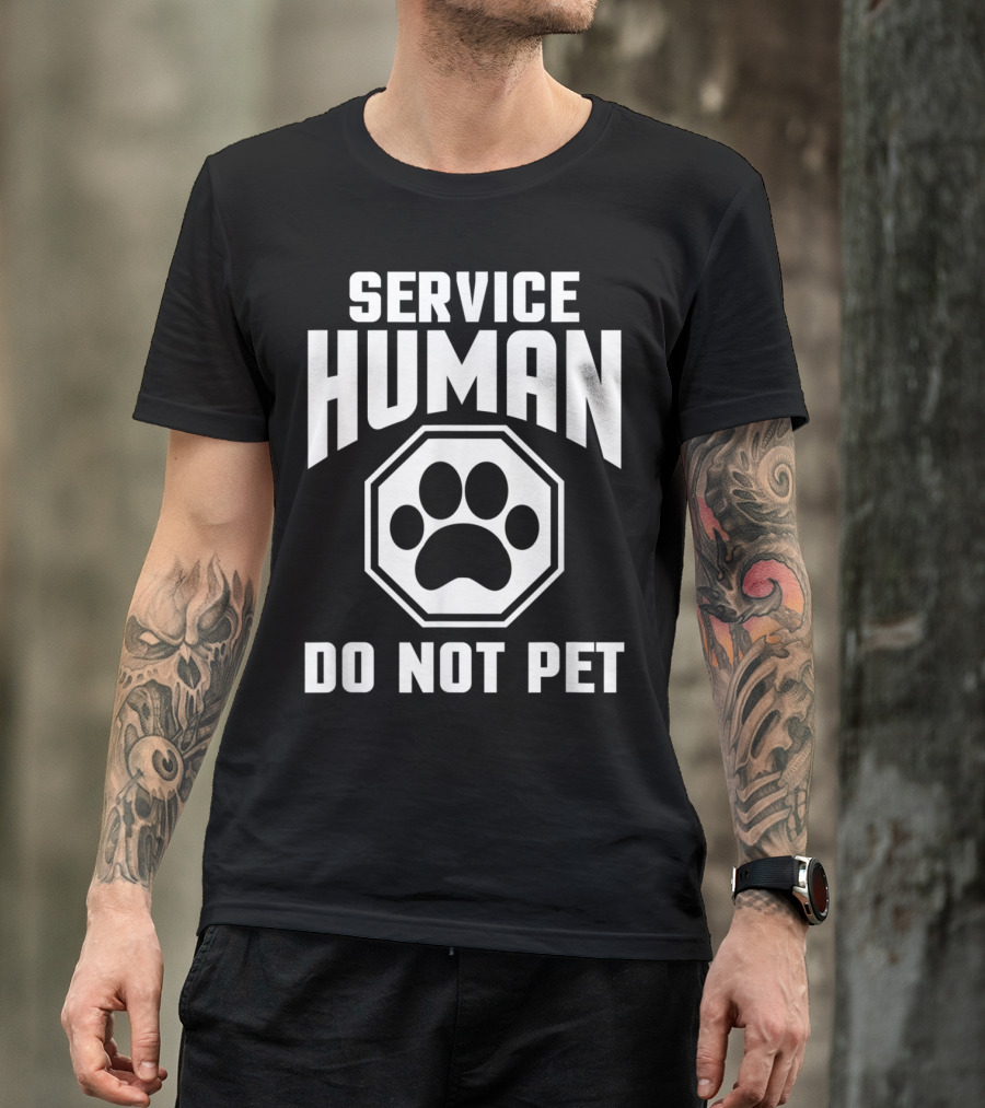 Service Human Do Not Pet Paw Print Sign T-Shirt