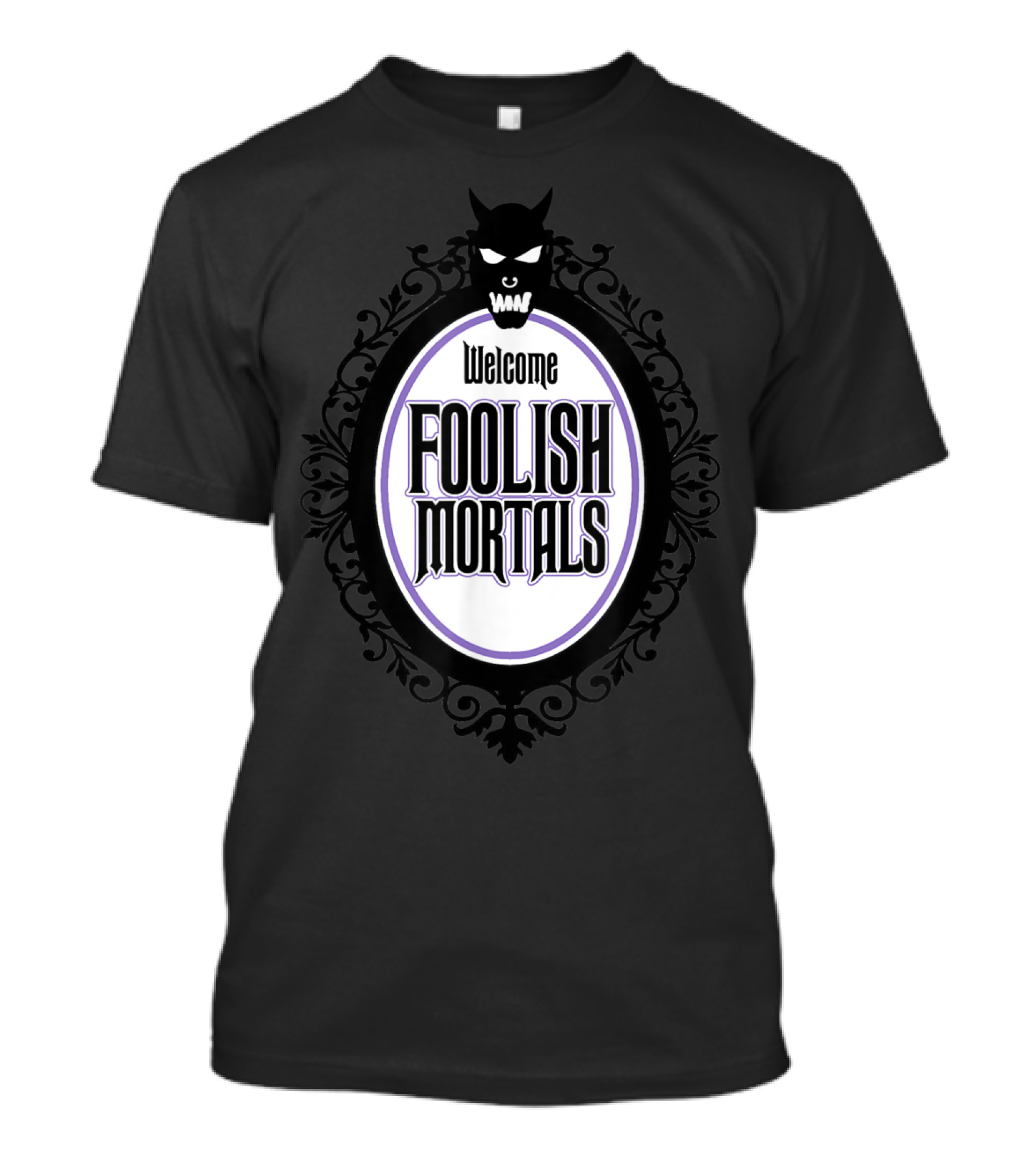 Welcome Foolish Mortals Gothic Frame Devil T-Shirt
