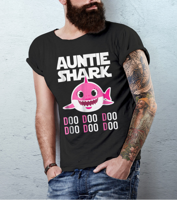 Auntie Shark Doo Doo Doo Pink Family Song Party T-Shirt