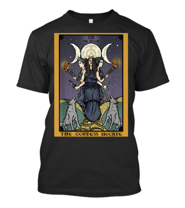 XVIII The Moon The Goddess Hecate Tarot Card Triple Moon Goddess Witch Hekate T-Shirt