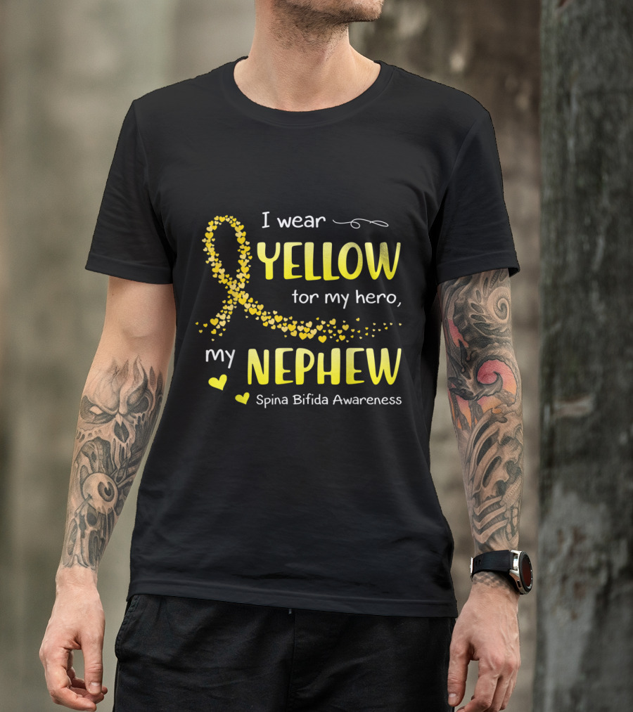 I Wear Yellow For My Hero My Nephew Spina Bifida Awareness T-Shirt