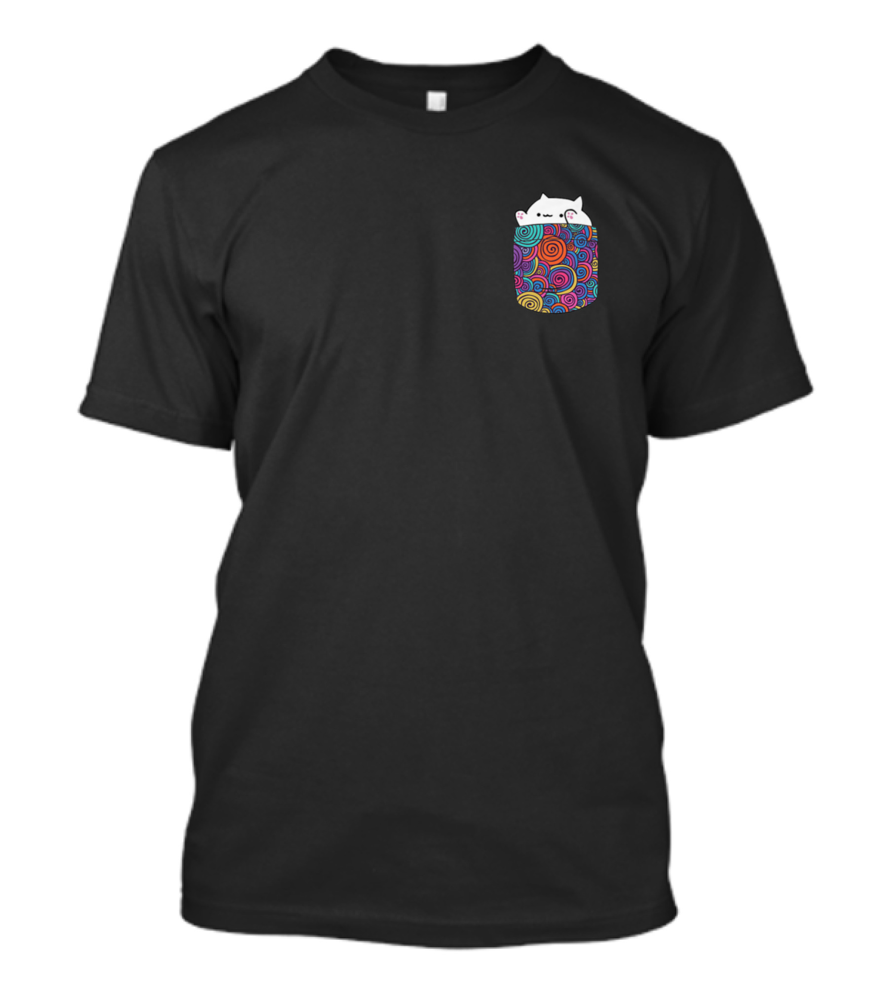 Bongo Cat Cute Meme Patterned Pocket T-Shirt