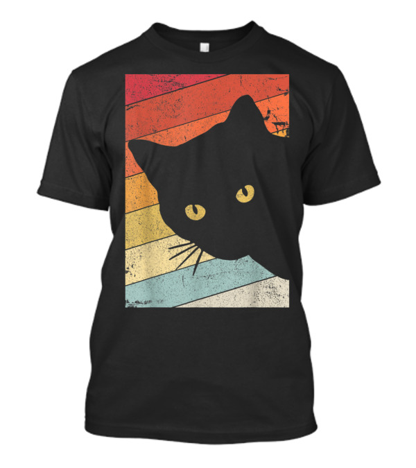Cat Style OM1BD Retro Silhouette Vintage Stripes T-Shirt