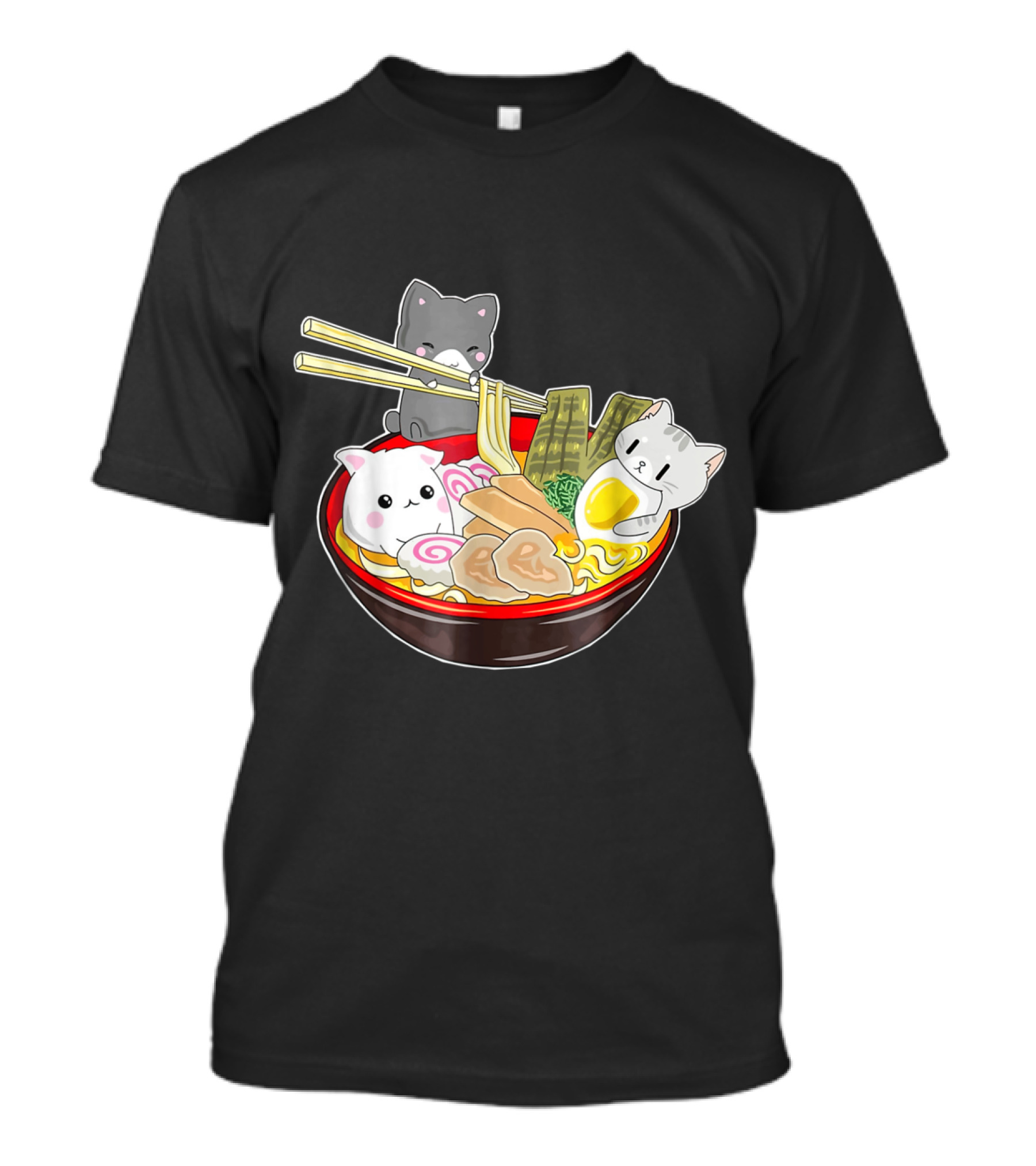 Great Kawaii Japanese Anime Noodle Bowl With Cute Cats T-Shirt