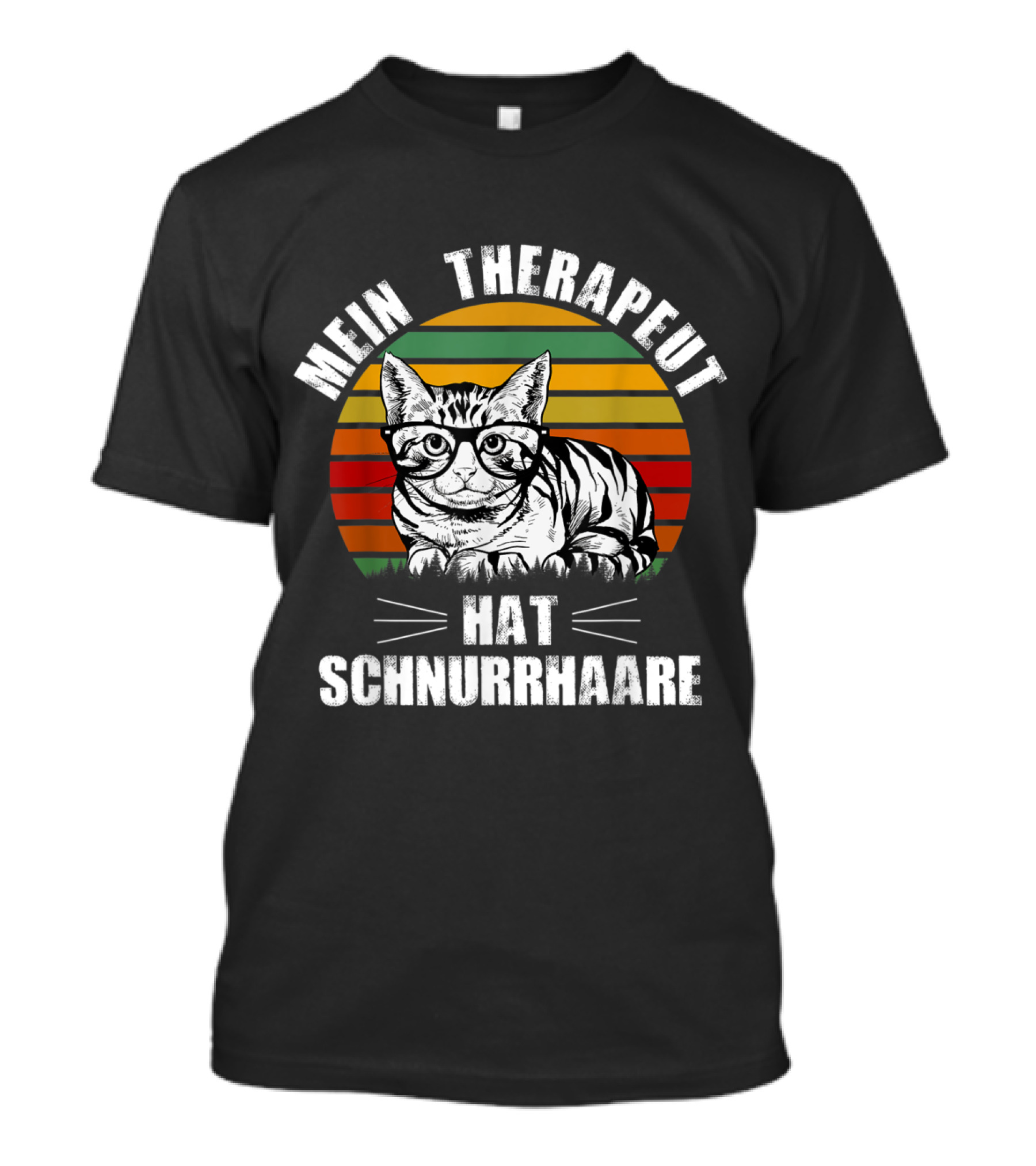 Mein Therapeut Hat Schnurrhaare Funny Cat Vintage Glasses T-Shirt