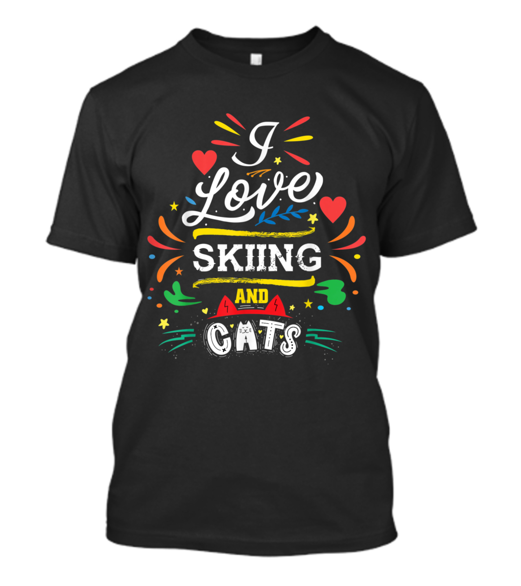 I Love Skiing And Cats T-Shirt