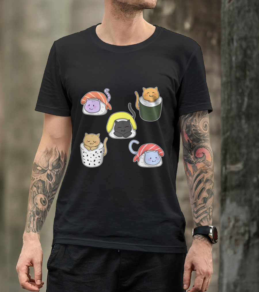 Sushi Kitty Cat Kawaii Japanese Cat Rolls T-Shirt