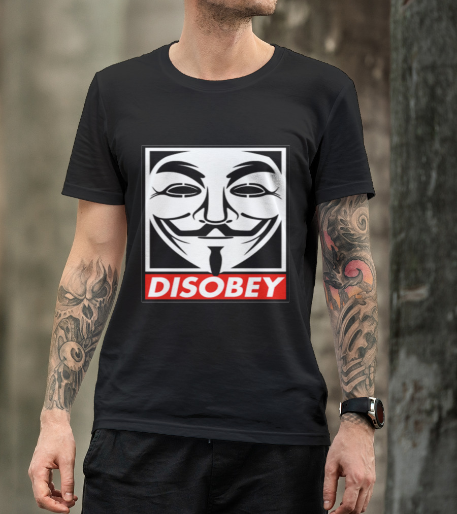 Anonymous Mask Disobey V For Vendetta T-Shirt