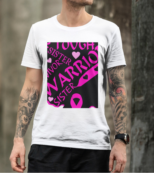 Breast Cancer Warrior Tough Survivor Sister Pink Ribbon African American Women T-Shirt