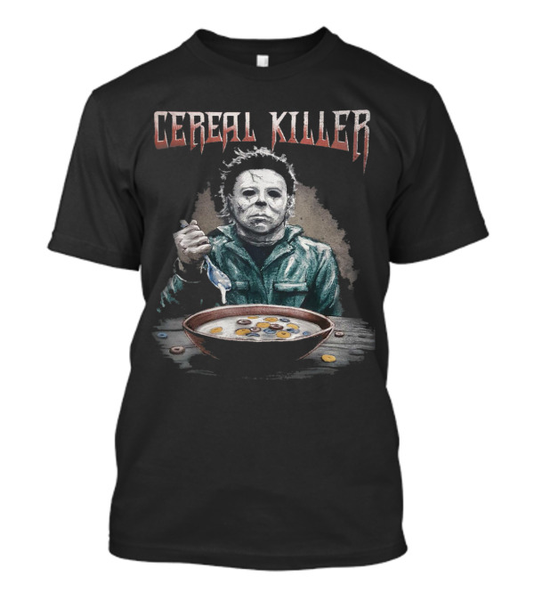 Cereal Killer True Crime Serial Killer Funny Masked Character Eating Cereal T-Shirt