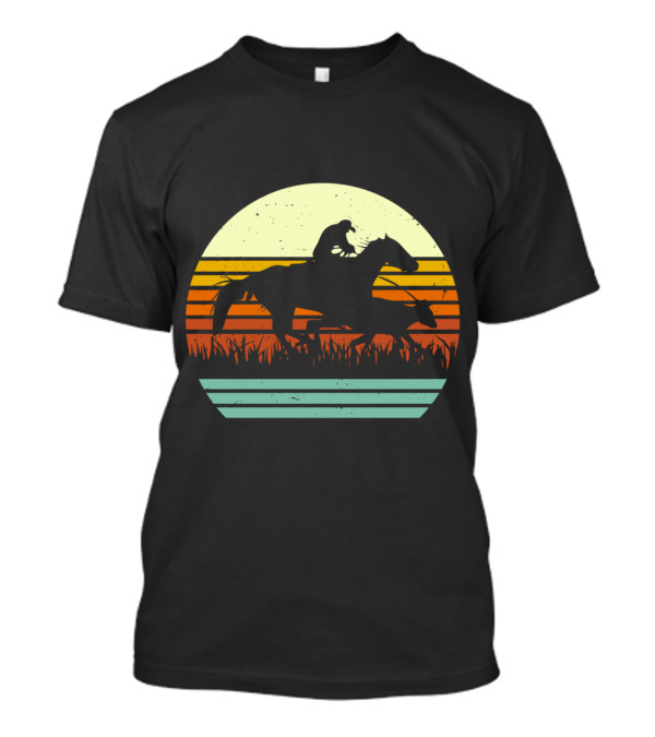 Retro Horse And Cowboy Roping Calf Sunset T-Shirt