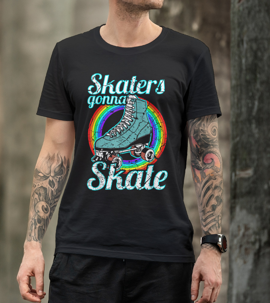 Skaters Gonna Skate Retro Roller Skate T-Shirt