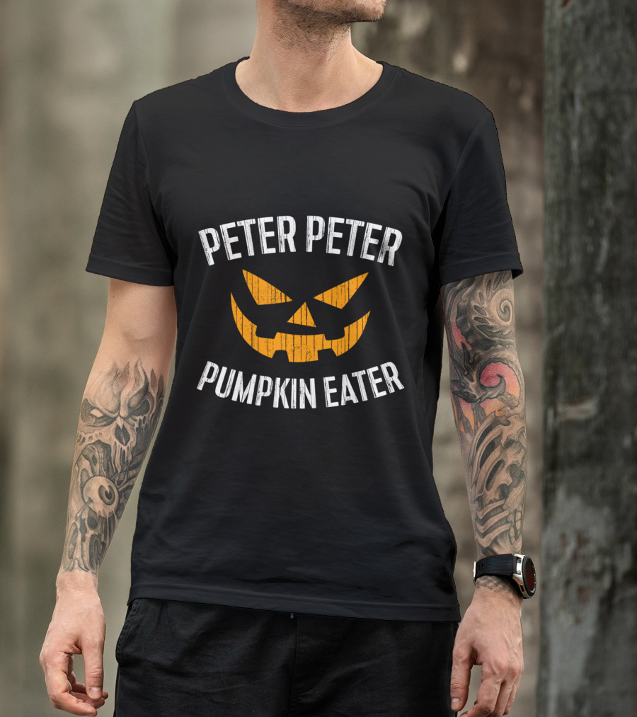 PETER PETER PUMPKIN EATER Halloween Jack O'Lantern Face T-Shirt