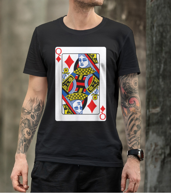 Queen Of Diamonds Playing Card Poker Player Iconic Deck T-Shirt