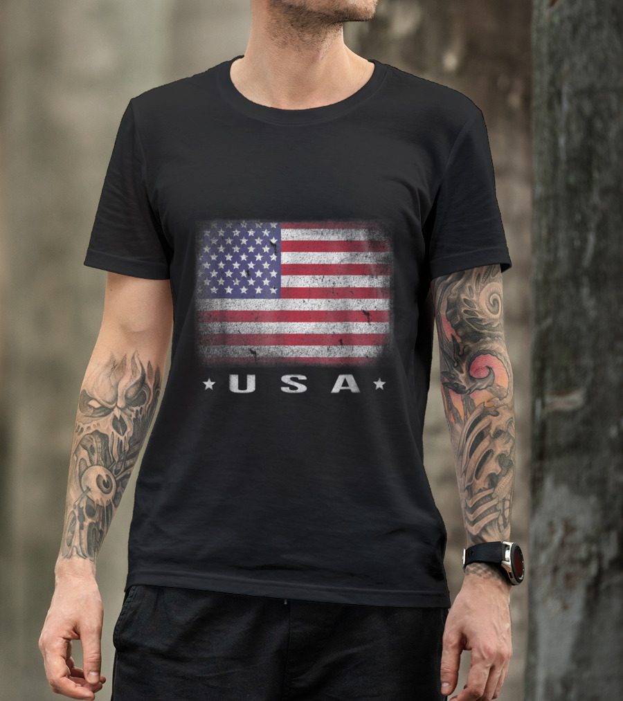 USA Flag Red White Blue Star Stripes Fourth 4th July T-Shirt