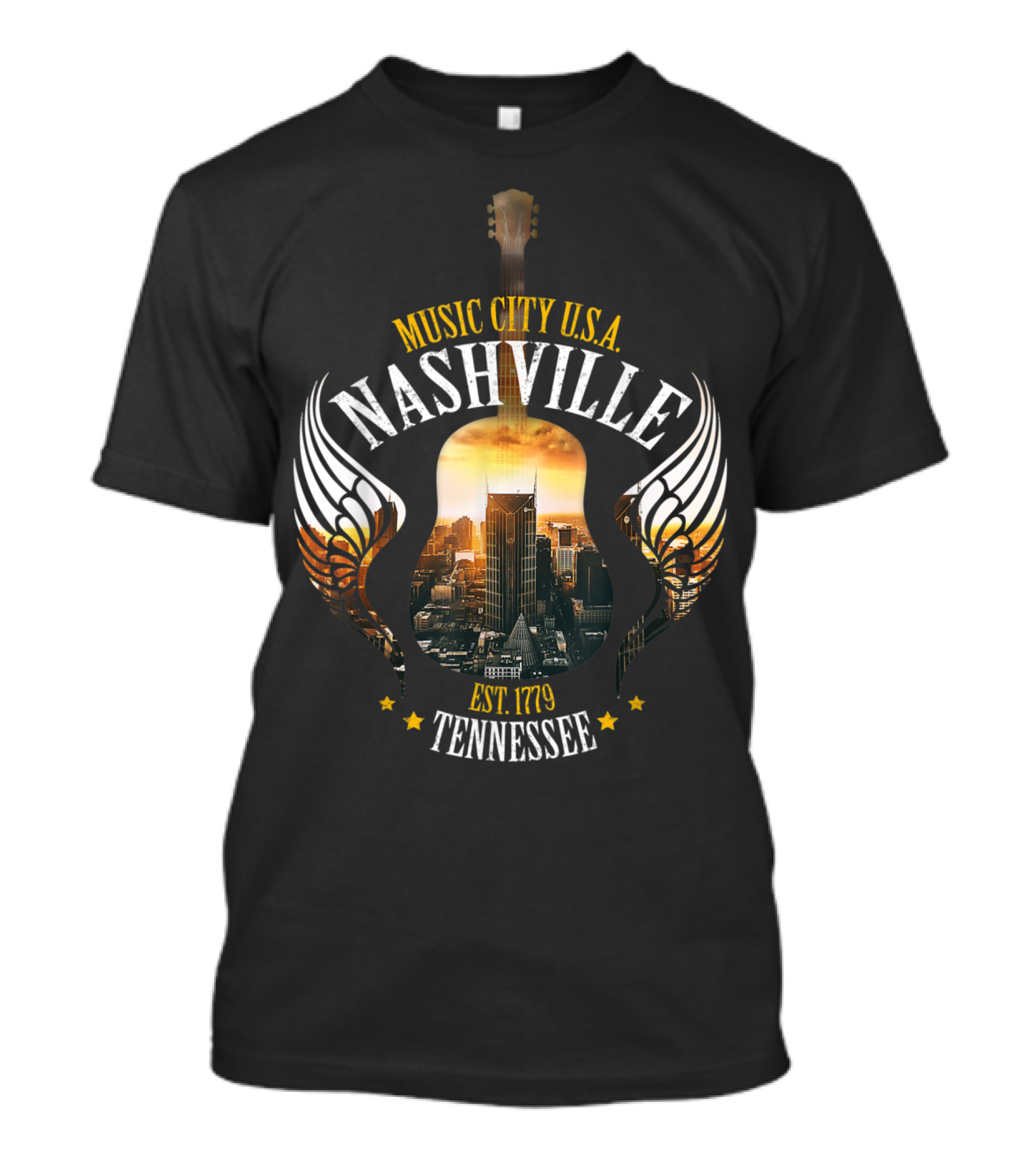 Music City U.S.A. Nashville Tennessee Est. 1779 Vintage Guitar T-Shirt