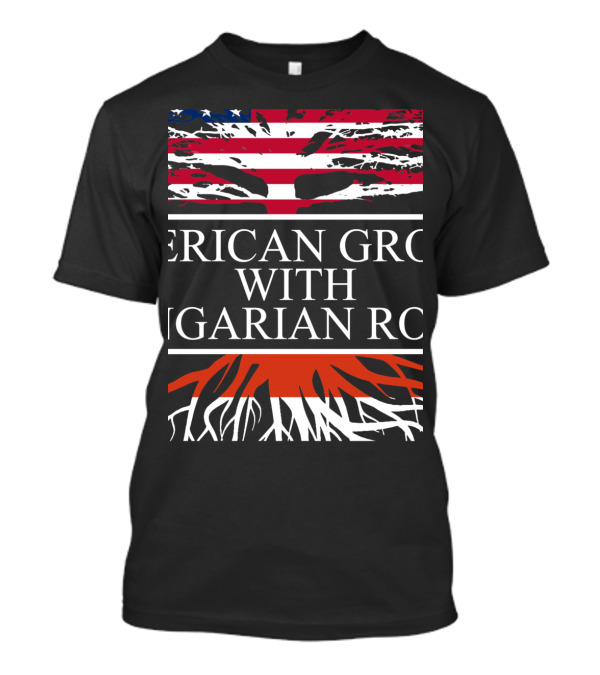 American Flag Roots On Hungarian Heritage Tree T-Shirt