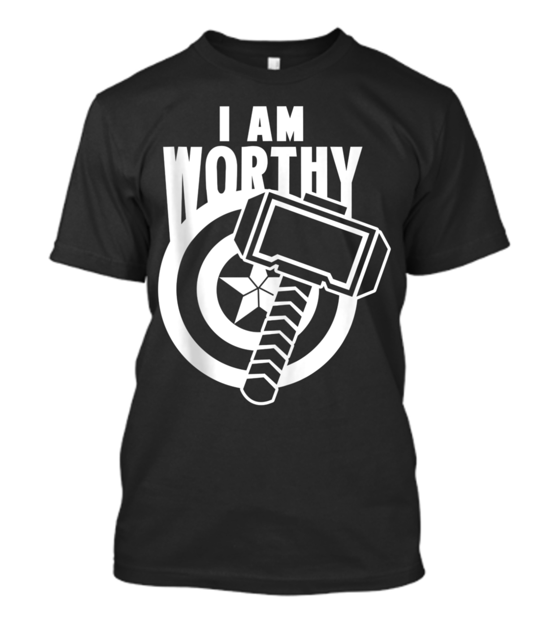 Avengers Endgame Captain America I Am Worthy Mjolnir Shield Hammer T-Shirt