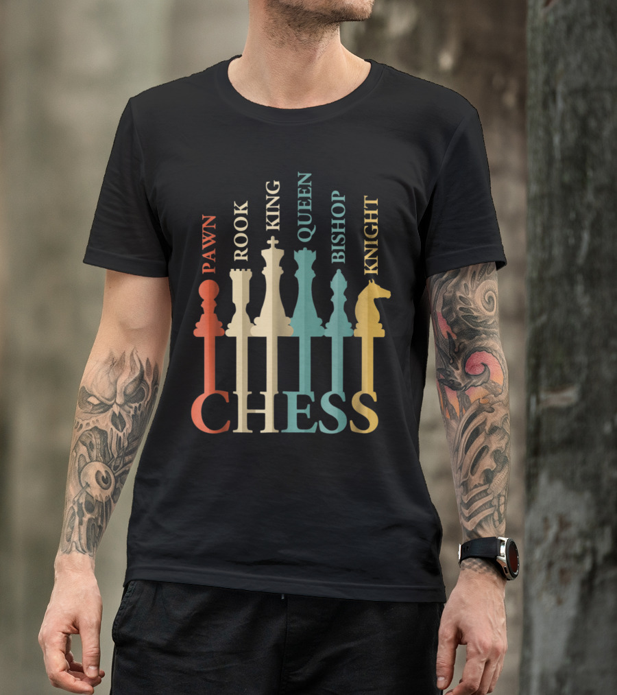 Chess Pawn Rook King Queen Bishop Knight T-Shirt