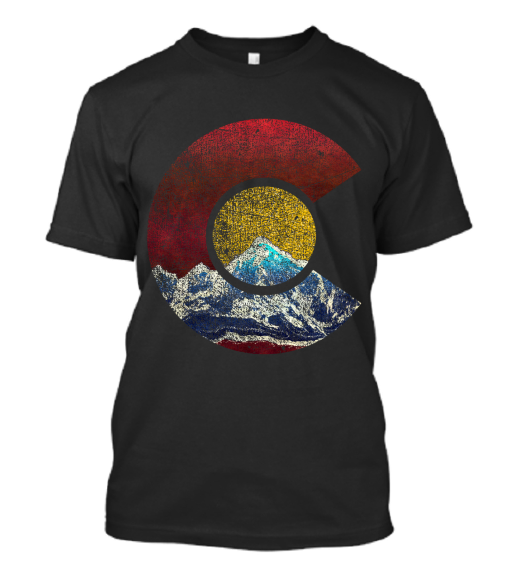 Colorado Flag C Icon With Mountain Scene T-Shirt