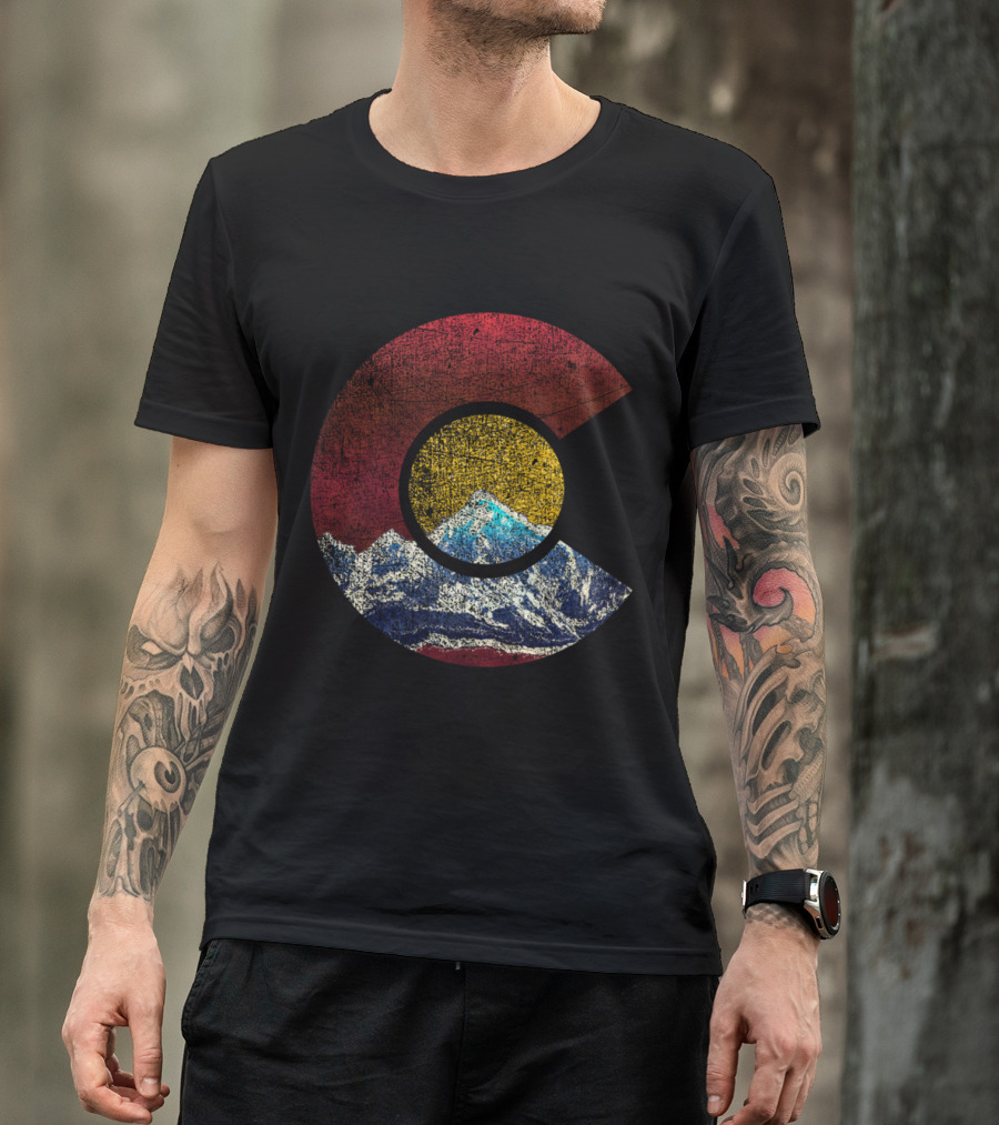 Colorado Flag C Icon With Mountain Scene T-Shirt
