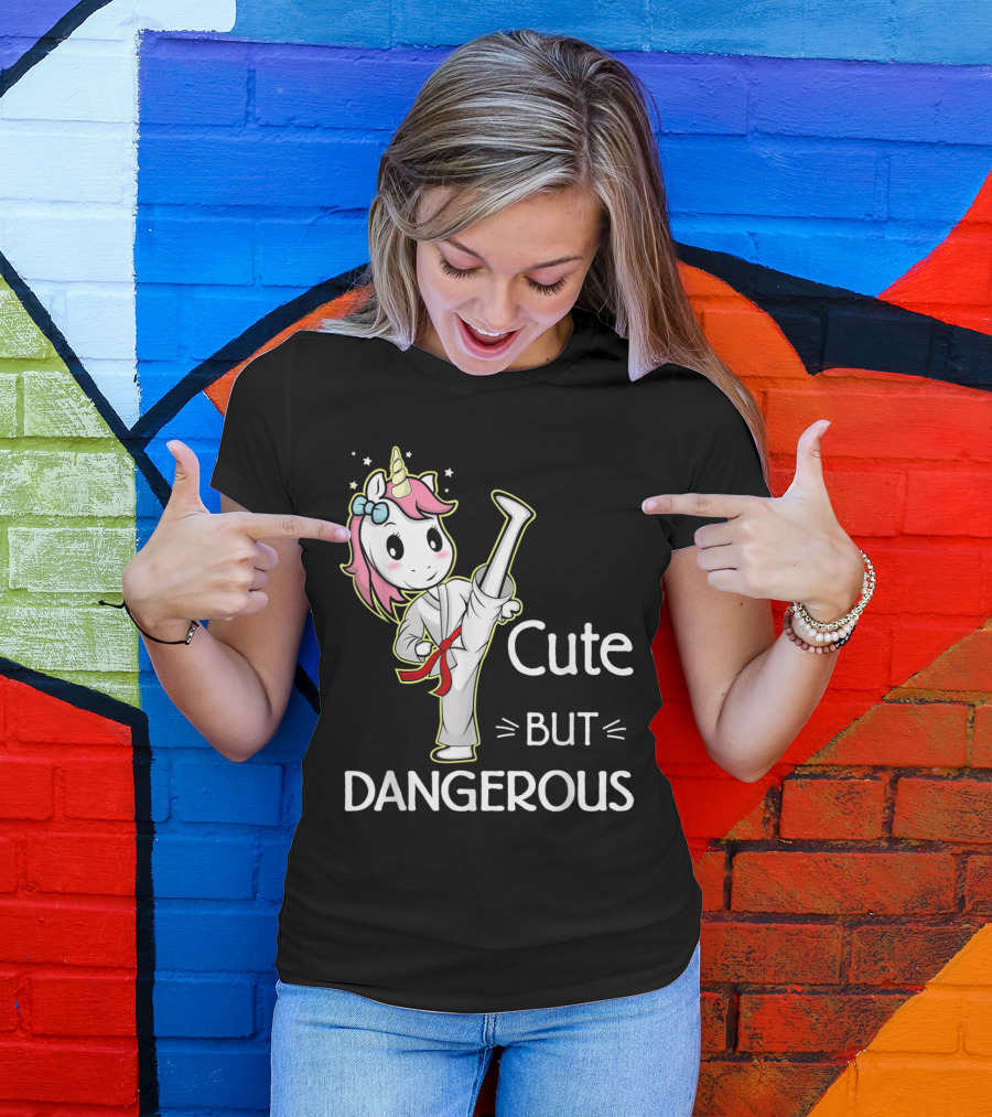 Cute But Dangerous Unicorn Martial Arts Karate Taekwondo T-Shirt