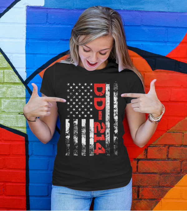 DD 214 US Alumni American Flag USA T-Shirt