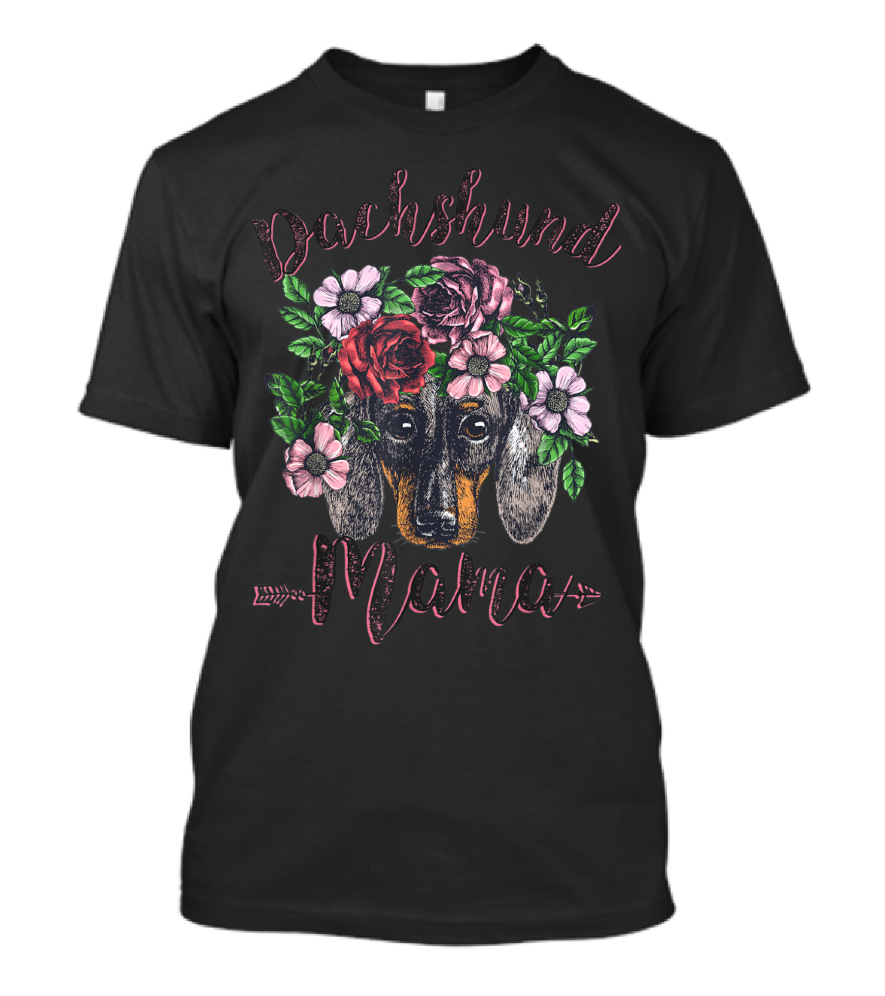 Dachshund Mama Doxie Wiener Dog Floral Headband T-Shirt