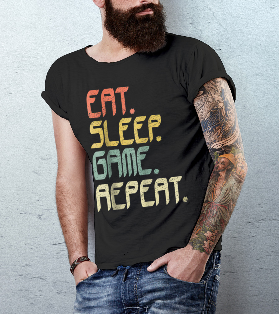 Eat Sleep Game Repeat Funny Gamer T-Shirt