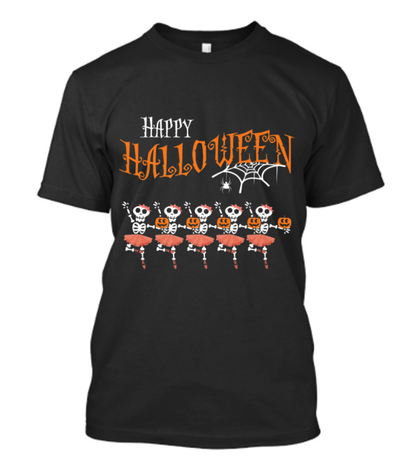 Happy Halloween Ballet Skeleton Ballerina Dancing Jack-O'-Lanterns T-Shirt
