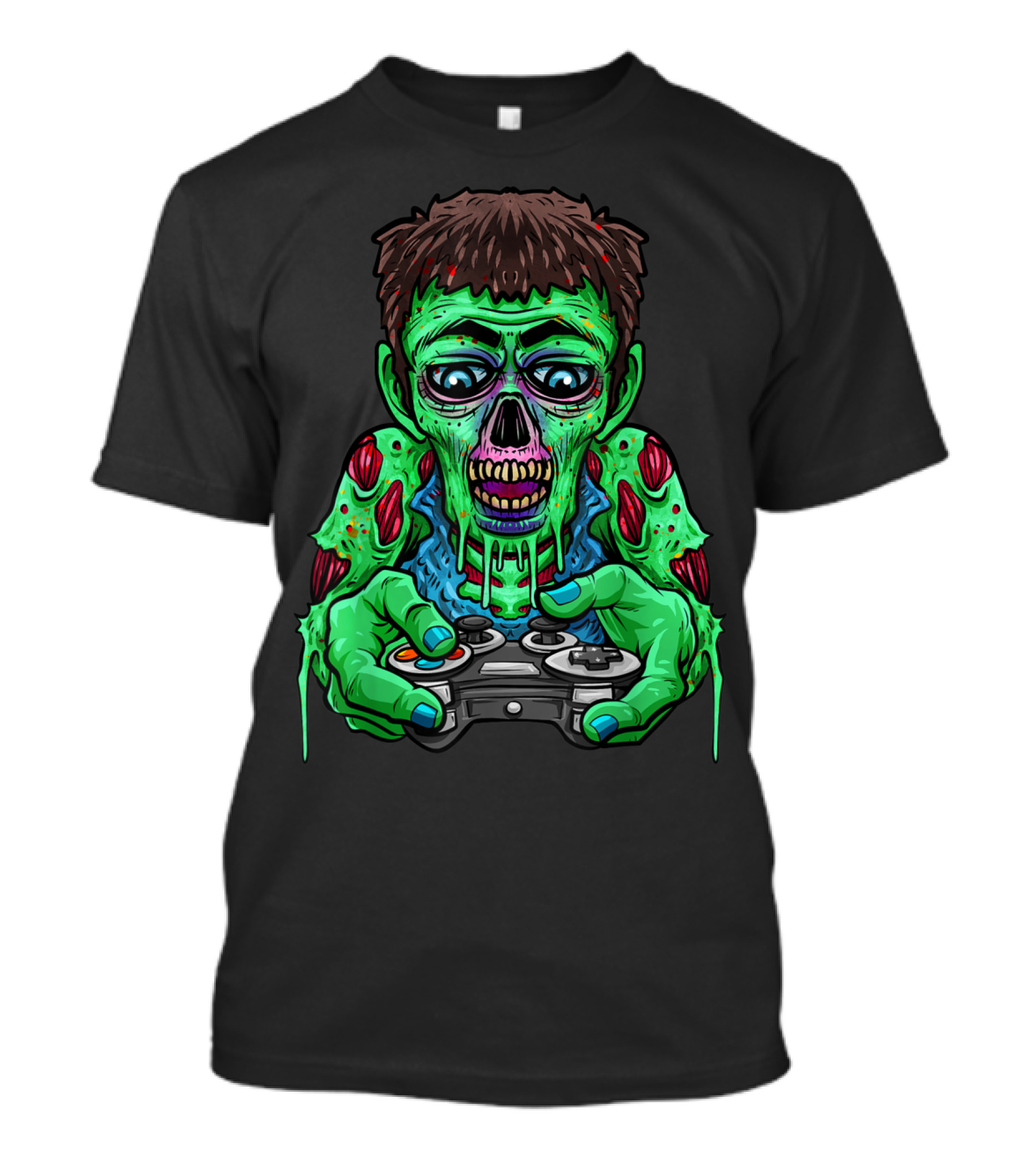Zombie Gamer Controller Halloween Video Gamers Teens T-Shirt