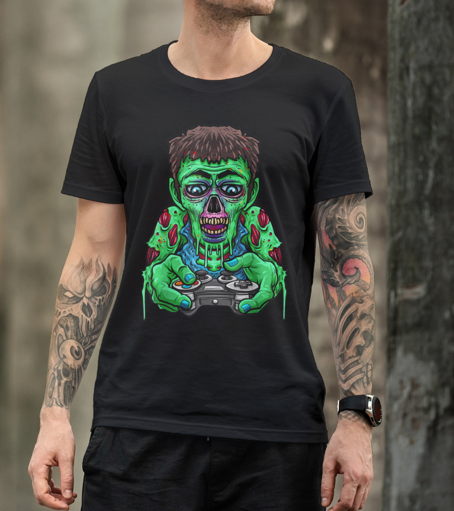 Zombie Gamer Controller Halloween Video Gamers Teens T-Shirt