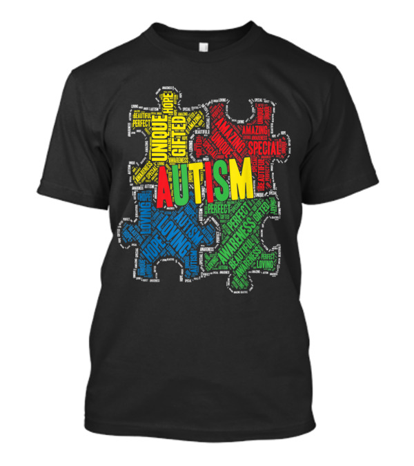 Autism Awareness Unique Gifted Hope Perfect Loving Amazing Special Word Cloud Puzzle T-Shirt