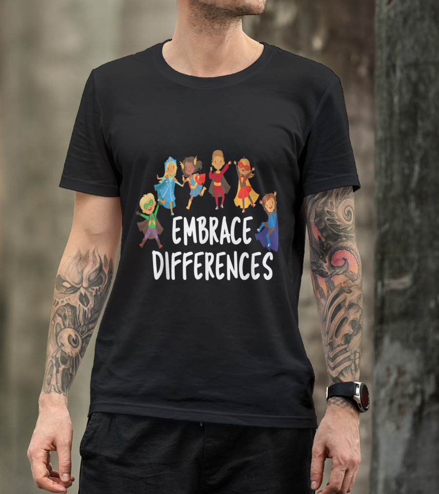 Embrace Differences Autism Awareness Super Hero Day T-Shirt