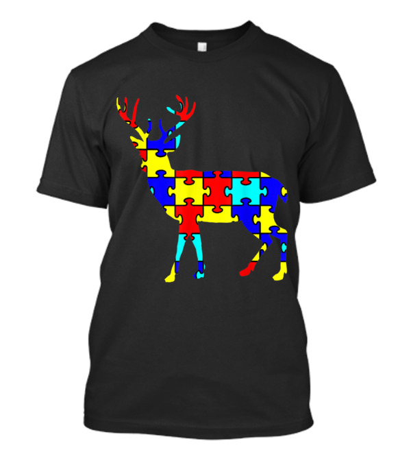 Autism Awareness Colorful Puzzle Deer Wildlife T-Shirt