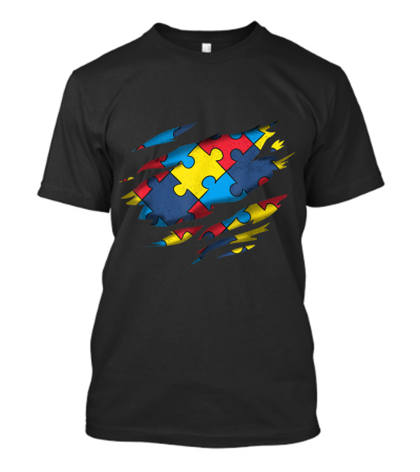 Autism Awareness Superhero Power Puzzle Piece T-Shirt