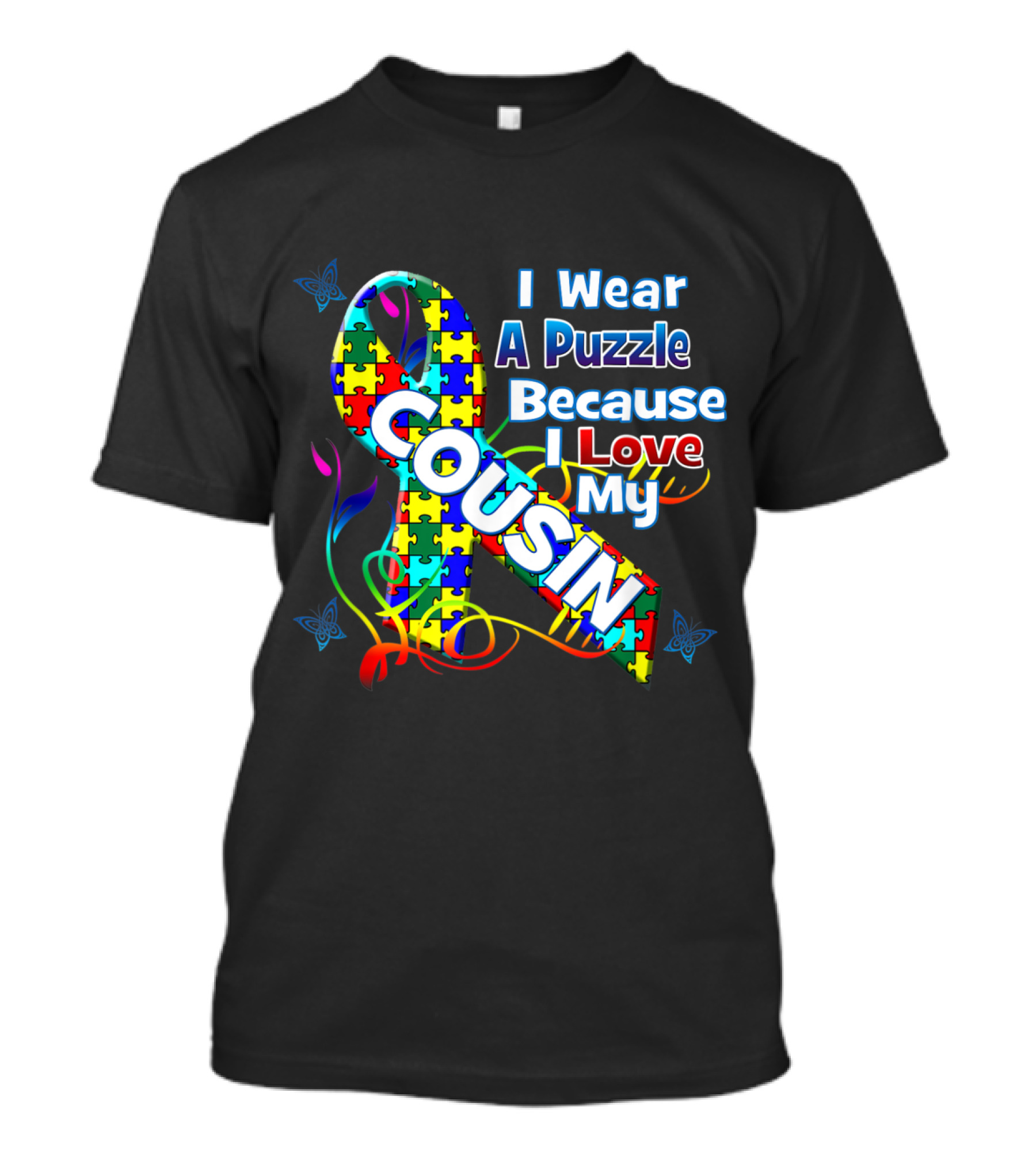 I Wear A Puzzle Because I Love My Cousin Autism Awareness T-Shirt