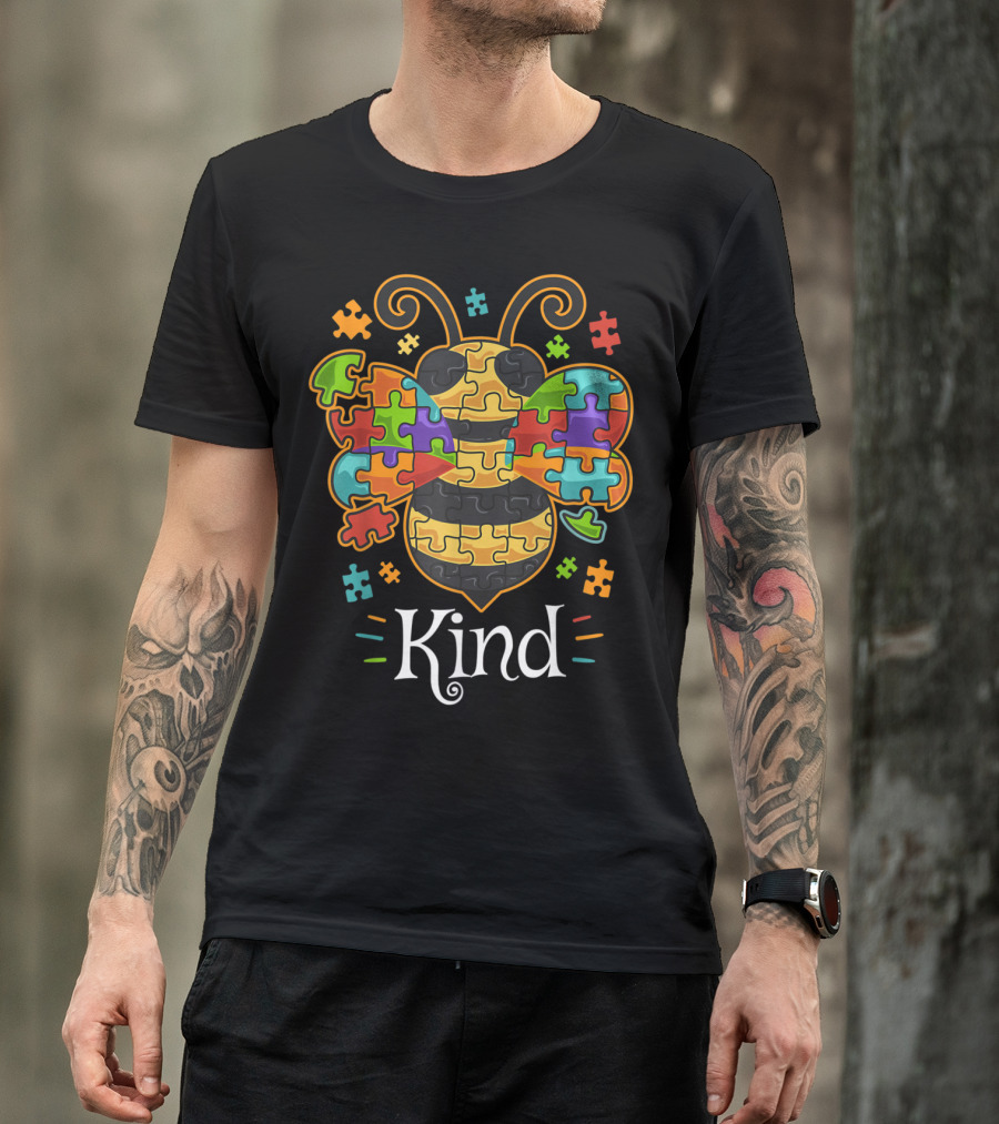 Autism Awareness Puzzle Bee Be Kind T-Shirt