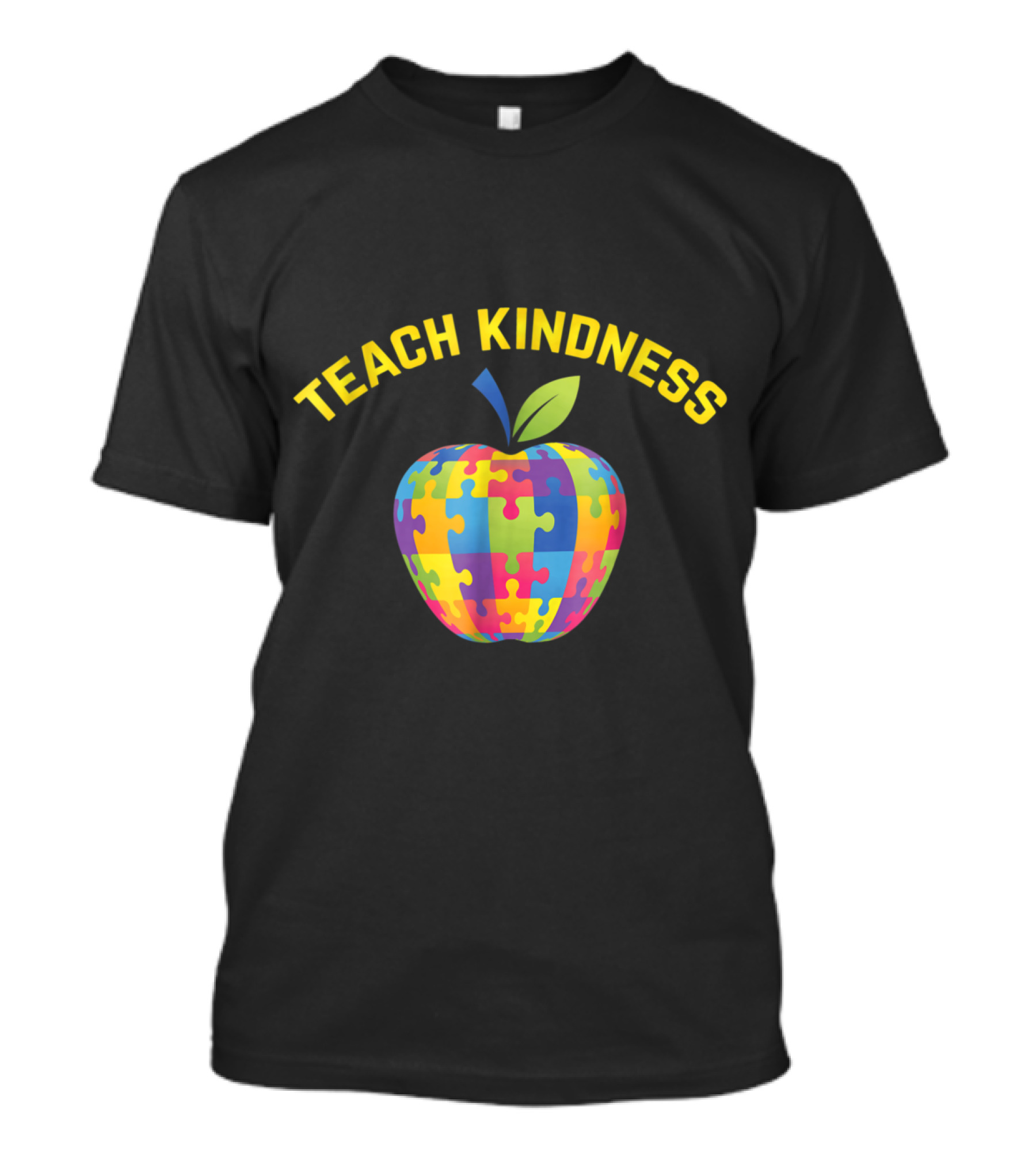 Teach Kindness Autism Awareness Puzzle Apple T-Shirt