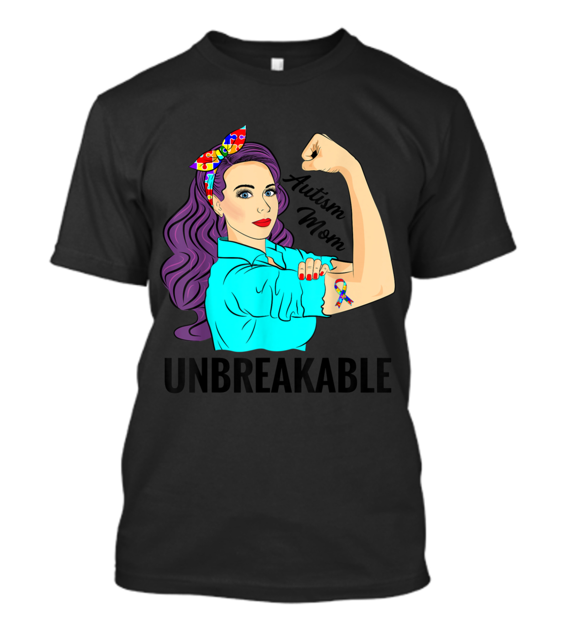 Autism Awareness Strong Autism Mom Unbreakable Rosie T-Shirt