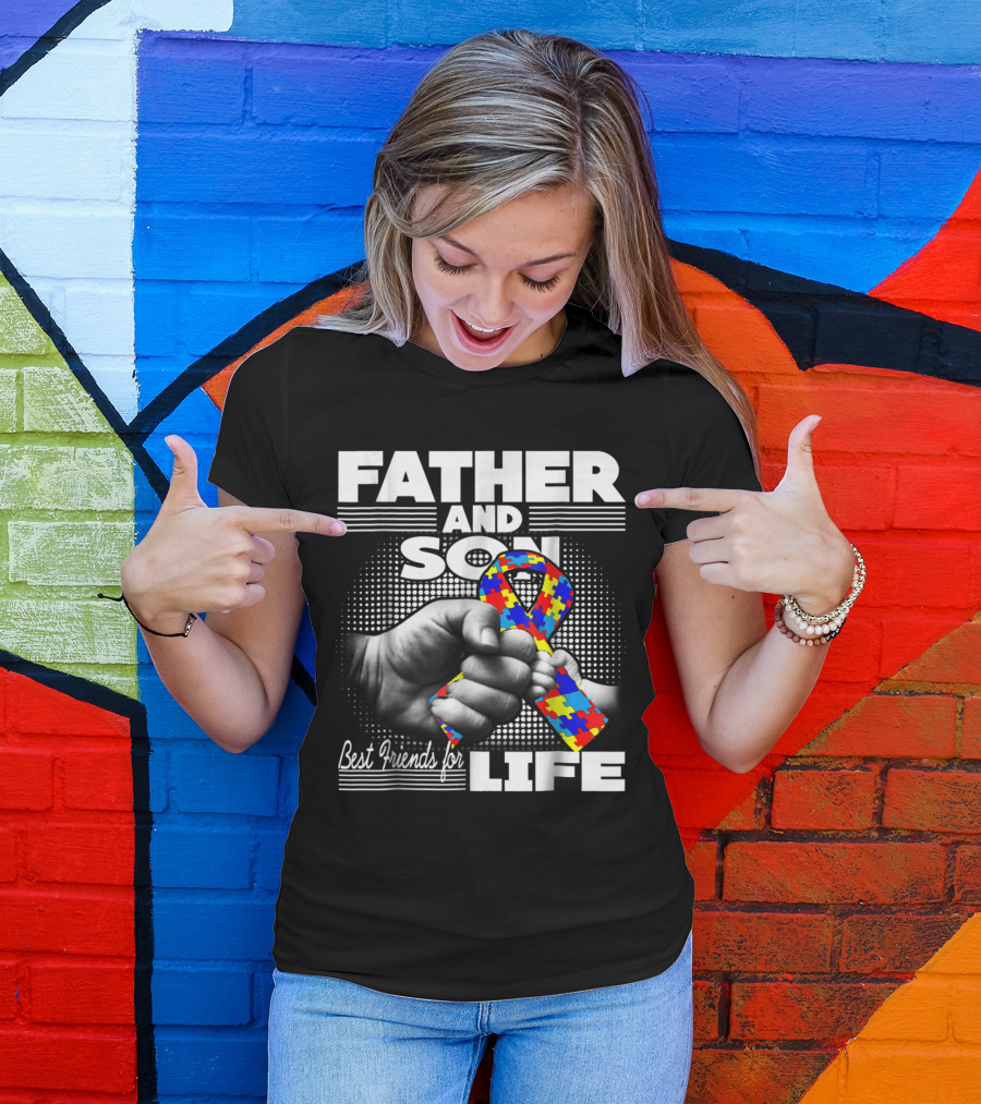 Father And Son Best Friends For Life Autism Awareness T-Shirt