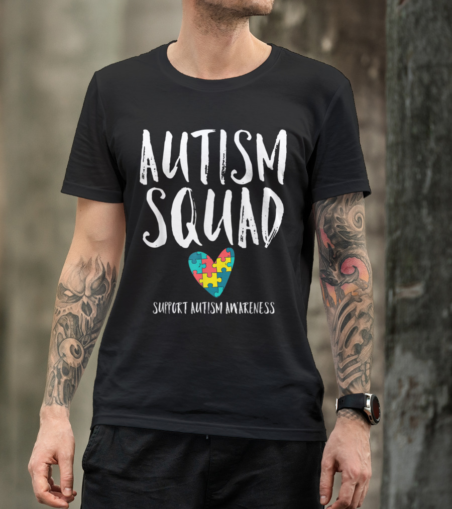 Autism Squad Support Autism Awareness Puzzle Heart T-Shirt