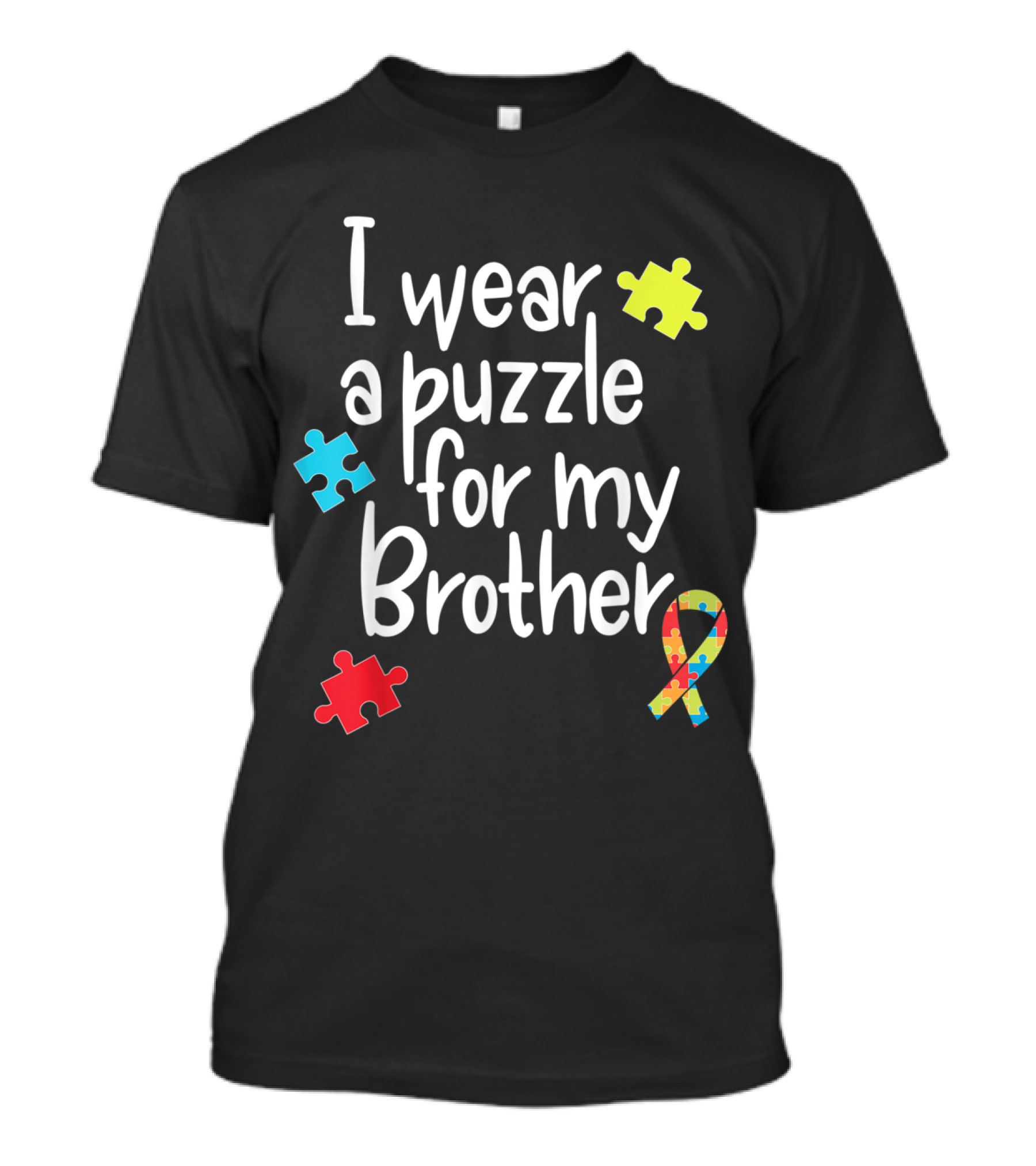 I Wear A Puzzle For My Brother Autism Awareness Puzzle Pieces T-Shirt